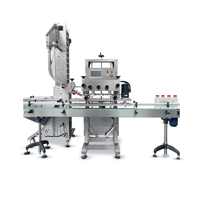 ავტომატური მაღალი სიჩქარით პლასტიკური ხრახნიანი წყლის ბოთლის ქუდის მანქანა