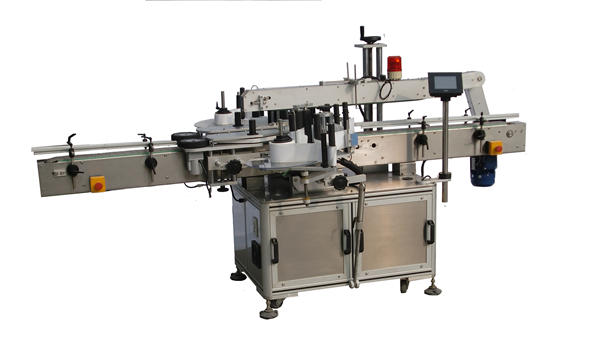 პლასტიკური ბოთლის ორმაგი მხარეების ეტიკეტირების მანქანა შამპუნისთვის